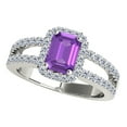 thumbnail image 1 of AoneJewelry 2.00 Carat Emerald Cut Natural Amethyst and Round White Diamond Spilt Shank Ring In 10K White Gold (Diamond Color I- J & Clarity I1-I2 ), 1 of 5