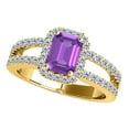thumbnail image 1 of AoneJewelry 2.00 Carat Emerald Cut Natural Amethyst and Round White Diamond Spilt Shank Ring In 10K Yellow Gold (Diamond Color I- J & Clarity I1-I2 ), 1 of 5