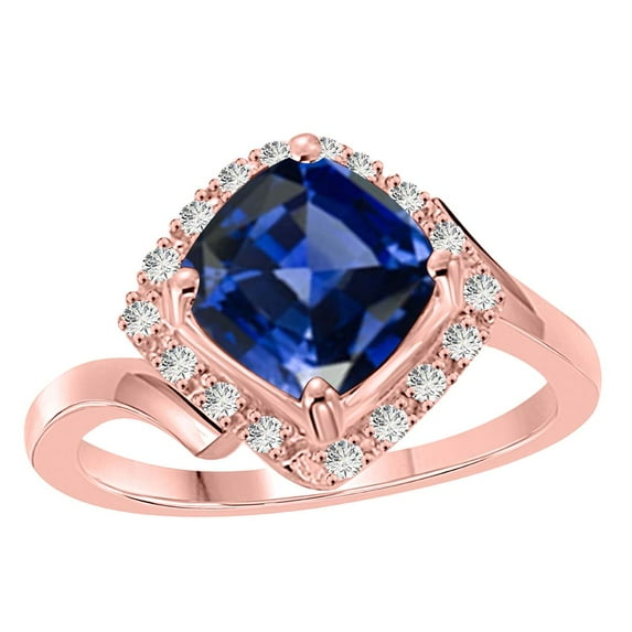 AoneJewelry 2.35 Carat 10K Rose, White & Yellow Gold Tanzanite Halo Diamond Ring