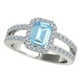 thumbnail image 1 of AoneJewelry 2 Cttw Emerald Cut Natural Aquamarine and Diamond Ring In 10K Solid White Gold (I-J, I1-I2) Gemstone Emerald Cut Natural Diamond Aquamarine, 1 of 5