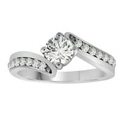 AoneJewelry 3/4 Carat Diamond Dazzler Engagement Ring In 18K Solid White Gold
