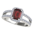 thumbnail image 1 of AoneJewelry Aone Jewelry 10K Solid White Gold Split Shank Diamond Ring With 2 Cttw Emerald Cut Natural Garnet and Diamonds (I-J, I1-I2), 1 of 5