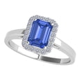 thumbnail image 1 of AoneJewelry Aone Jewelry 10K White and Yellow Gold 0.65 Cttw Emerald Cut Tanzanite and Diamonds Cathederal Style Ring (I-J, I1-I2), 1 of 5