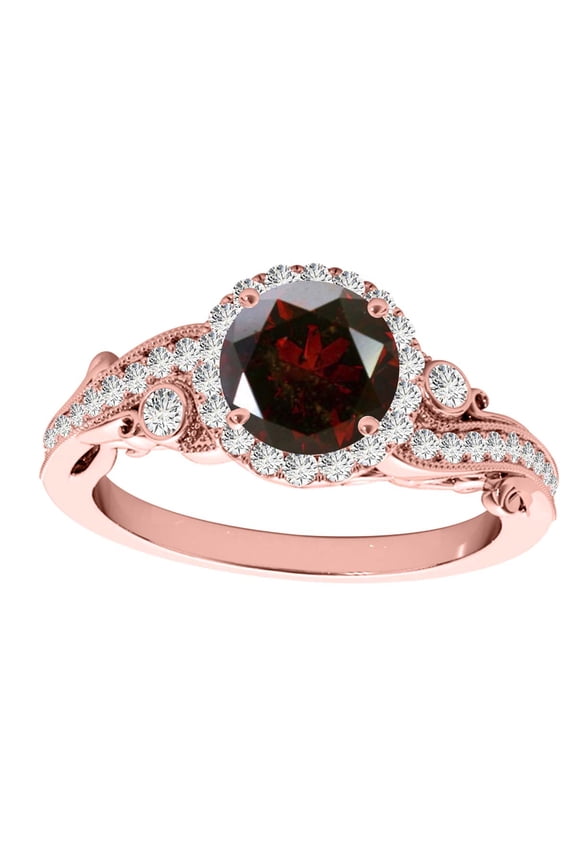 1.35 Carat Round Shape Natural Red Diamond Beautiful Antique Engagement Wedding Ring Well Crafted In 14K Solid Rose White & Yellow Gold For Woman