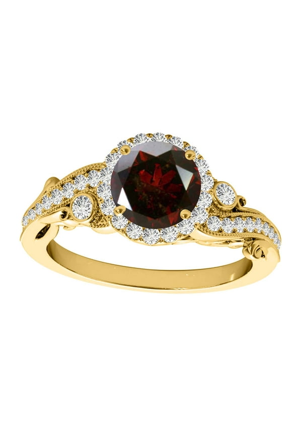 1.35 Carat Round Shape Natural Red Diamond Beautiful Antique Engagement Wedding Ring Well Crafted In 14K Solid Rose White & Yellow Gold For Woman