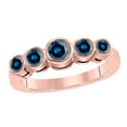 thumbnail image 1 of AoneJewelry Blue Diamond Five Stone Bezel Set 1.00 Carat Engagement Ring In 14K Rose, White & Yellow Gold, 1 of 5