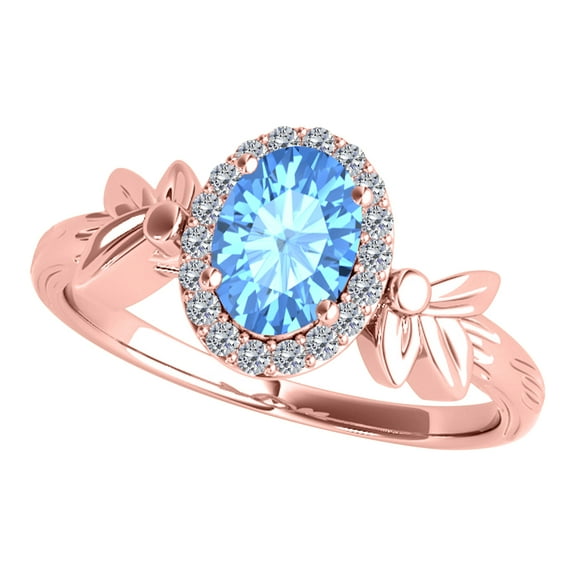 AoneJewelry Diamond Gemstone Ring In 10K Solid White, Yellow & Rose Gold