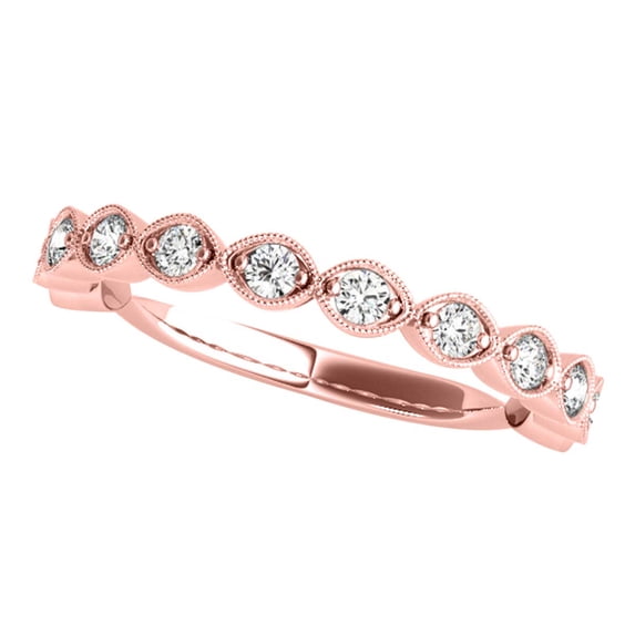 AoneJewelry Diamond Wedding Milgrained Band 0.40 Carat In 10K Solid Rose Gold
