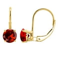 thumbnail image 1 of AoneJewelry Garnet Gemstone Leverback Earring for Women| 14K Yellow Gold 6mm 1.40 Carat 2 Stone Round Cut Prong Setting Genuine Diamond, 1 of 4
