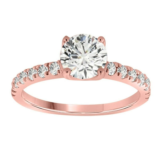 AoneJewelry IGI Certified 1.50 Carat Beautiful Natural Center and Side White Diamond Engagement Wedding Ring Crafted In 14K Solid Rose White and Yellow Gold For Woman