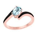 thumbnail image 1 of AoneJewelry Oval Shape Aquamarine and Black Diamond Ring In 14K White, Yellow Rose Gold, 1 of 5