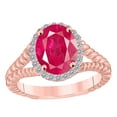 thumbnail image 1 of AoneJewelry Oval Shape Created Ruby and Diamond Ring In 10K Solid Yellow, Rose & White Gold, 1 of 4