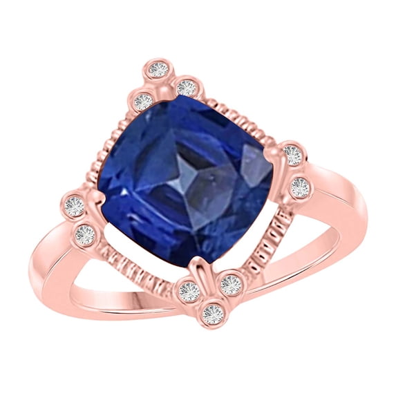 AoneJewelry Sapphire and Diamond Ring 2.85 Carat In 10K Solid Rose, White & Yellow Gold
