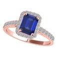thumbnail image 1 of AoneJewelry Sold 1.20 Cttw Emerald Cut Sapphire and Diamond Ring For Women (size 5-9) in 14K Rose Gold, 1 of 5