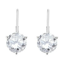 AoneJewelry White Diamond Leverback Earring for Women| 14K White & Yellow Gold 0.40 Carat 2 Stone Round Cut Prong Setting Lab Grown Diamond