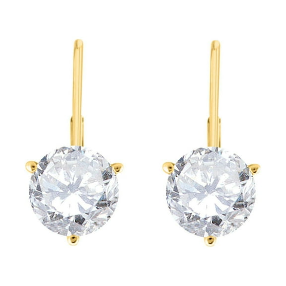AoneJewelry White Diamond Leverback Earring for Women 14K White & Yellow Gold 0.40 Carat Basket Setting Lab Grown Diamond