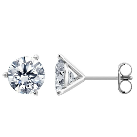 AoneJewelry0.60 CaratsW Round White Diamond Martini Stud Earrings for Women in 14K White Gold Prong-Setting
