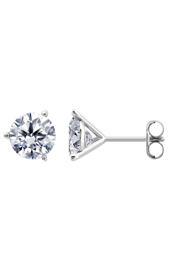 0.60 CaratsW Round White Diamond Martini Stud Earrings for Women in 14K White Gold Prong-Setting