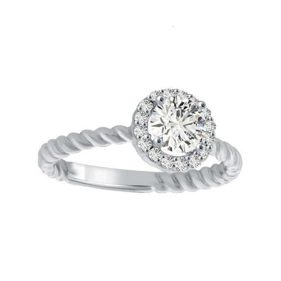 AoneJewelry0.75 Carat Halo Diamond Engagement Wedding Hand-Crafted Ring With Twisted Shank In 14K Solid RoseYellow & White Gold For Women