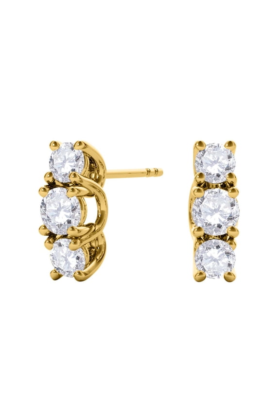 1/2 Carat Diamond Stud Earrings for Women In 14K Solid Yellow Gold With Secure Push Back Prong-Setting