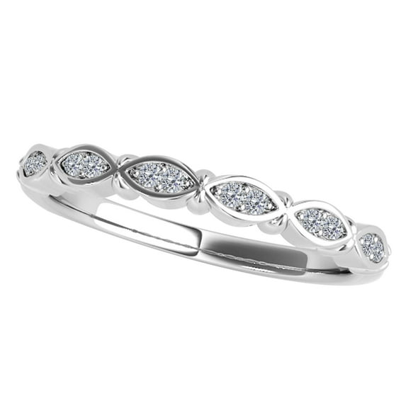 Aonejewelry 0.10 Carat Elegant Design Diamond Wedding Band In 10K Solid White Gold