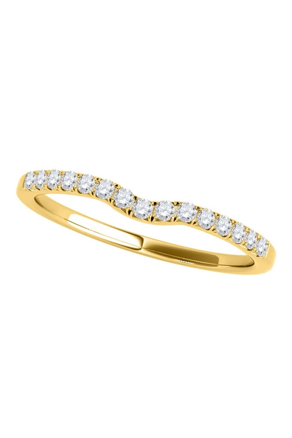0.12 Carat Engagement Wedding Band 4-Prong 10K Solid Yellow Gold Genuine Diamond