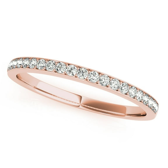 Aonejewelry 0.20 Carat Round Diamond Wedding Band In 14K Solid Rose Gold