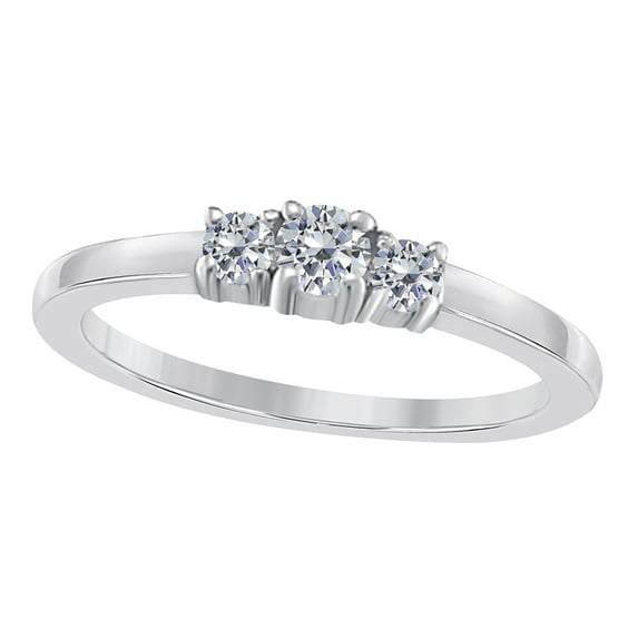 Aonejewelry 0.24 Ct. Ttw Pretty 3 Stone Diamond Engagement Wedding Ring In 10k White Gold