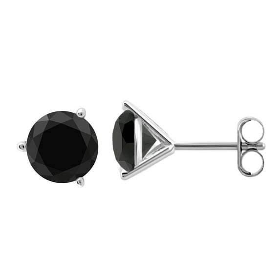 Aonejewelry 0.25 CTW Round Black Diamond Martini Stud Earrings In 14K Gold