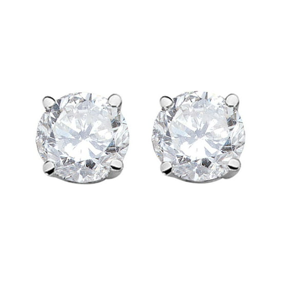 Aonejewelry 0.25 CTW Round White Diamond Solitaire Stud Earrings in 14K White Gold