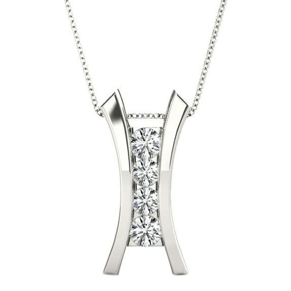 Aonejewelry 0.25 Carat Natural White Diamond Curve-Bar Design Pendant Necklace For Woman Crafted In 10k Rose White and Yellow Gold With 18 Gold Plated Over 925 Sterling Silver Box Chain