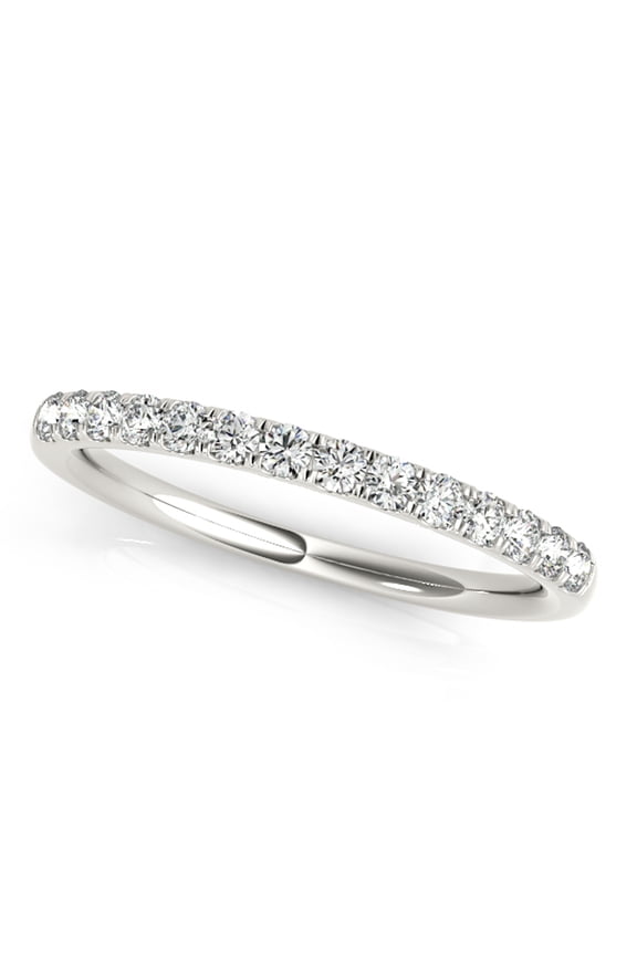 0.25 Ct Round Diamond Hand-Crafted Wedding Band In 14K Solid White Gold