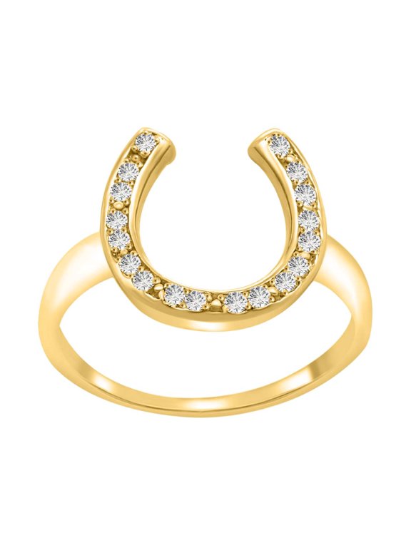 0.25 Ct. Single Cut Natural Diamond Horse Shoe Design ring Crafted In 10K Solid Rose, White & Yellow Gold For Woman