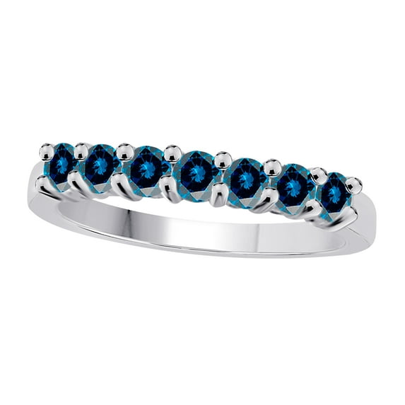 Aonejewelry 0.25 Ct. Ttw 7 Stone Blue Diamond Enagement Ring In 10K White Gold