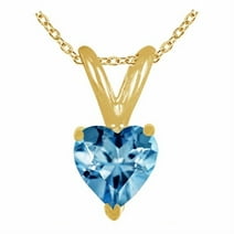 Aonejewelry 0.25Ct Heart Aquamarine Pendant in 14k Yellow Gold