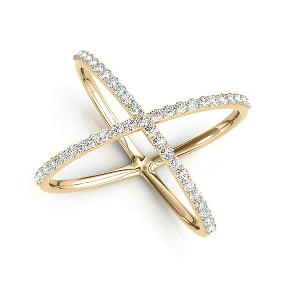 Aonejewelry 0.35 Carat Criss Cross Diamond Fashion Ring In 10K Yellow Gold