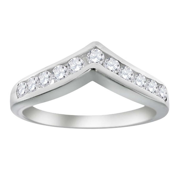 Aonejewelry 0.35 Ctw. Diamond Curved Wedding Band In 10K White Gold