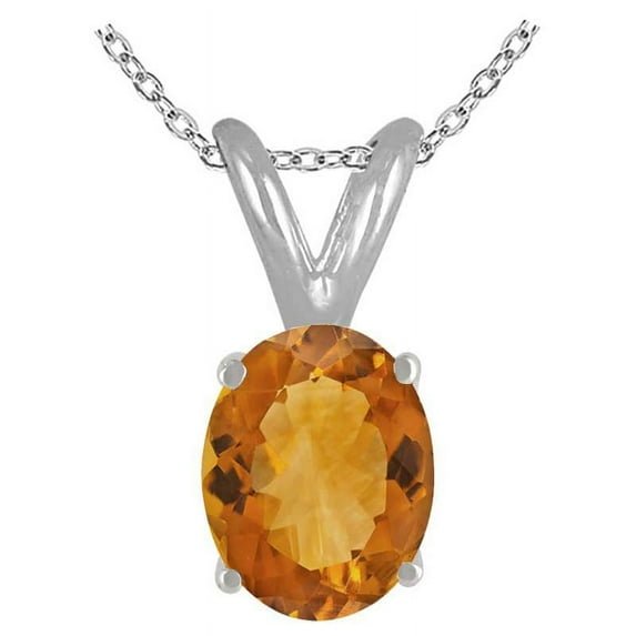Aonejewelry 0.45Ct Oval Citrine Pendant in Sterling Silver
