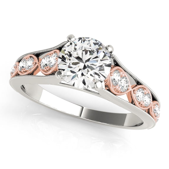 Aonejewelry 0.5 Carat Halo Two-Tone Diamond Engagement Ring In 14k Solid Rose & White Gold