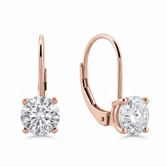 Aonejewelry 0.50 CTW Round White Diamond Leverback Earrings in 14K Gold