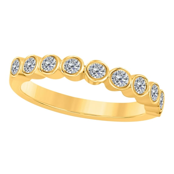 Aonejewelry 0.50 Carat Engagement Wedding Band Bezel 14K Solid Yellow Gold Genuine Diamond