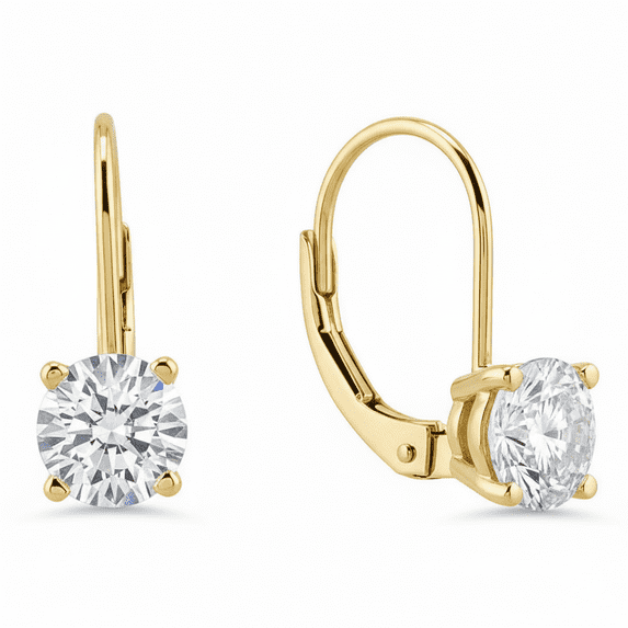AoneJewelry 0.50 Carat Round Lab Grown White Diamond Leverback Earrings for Women 14K Rose, White & Yellow Gold 4-Prong Setting