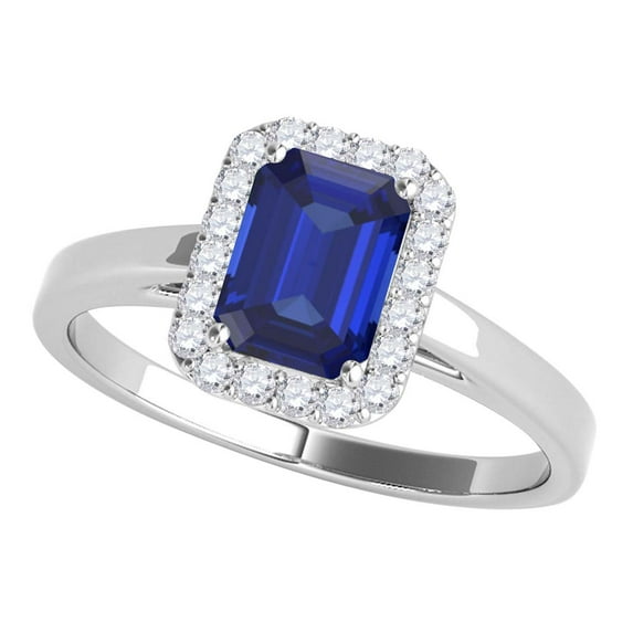 Aonejewelry 0.65 Ct. Ttw Emerald Cut Tanzanite and Diamond Ring In 10k White Gold