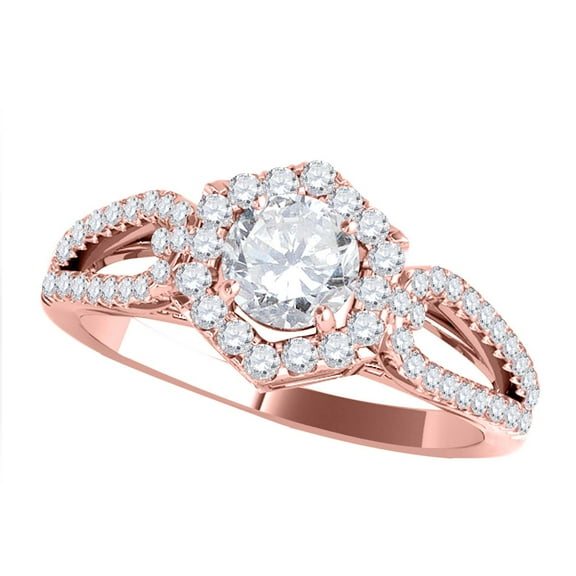 Aonejewelry 0.70 Ct Halo Diamond Engagement Ring In 14k Rose Gold
