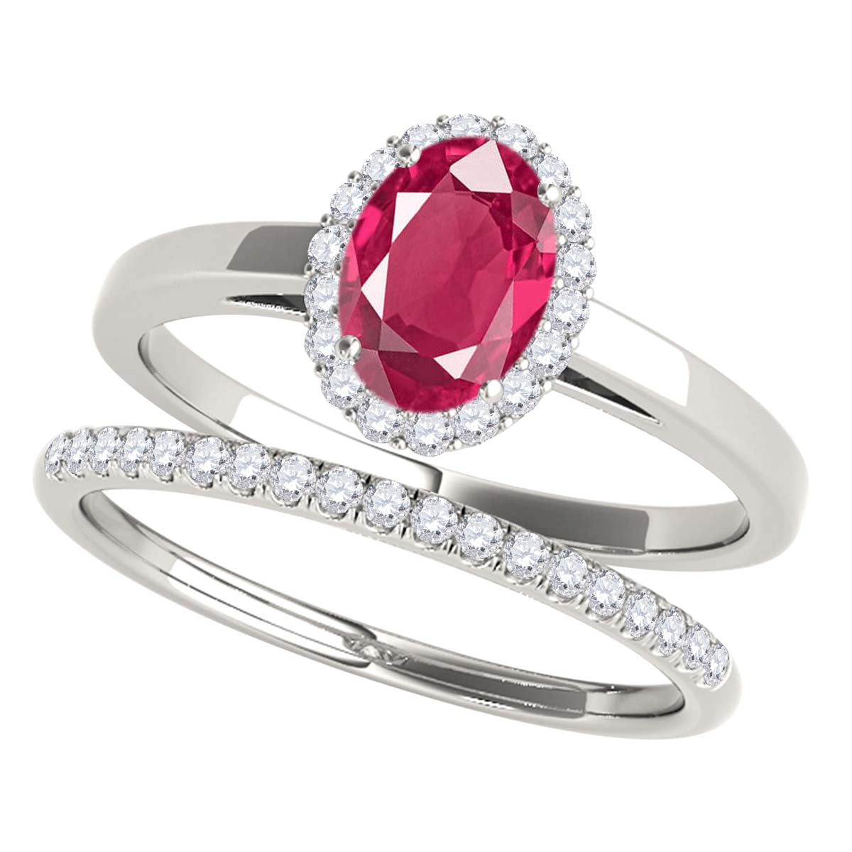 Ttw Set Aonejewelry 0.70 Ct. Ttw Created Ruby and Diamond Bridal Set In 10K ...