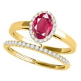 thumbnail image 1 of Aonejewelry 0.70 Ct. Ttw Created Ruby and Diamond Bridal Set In 10K Yellow Gold, 1 of 4
