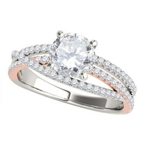 Aonejewelry 0.75 Ct. Halo Two-Tone Diamond Engagement Ring In 14k Rose & White Gold
