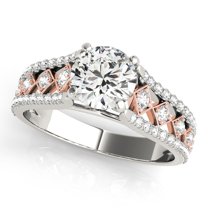 Aonejewelry 0.75 Ct. Halo Two-Tone Diamond Engagement Ring In 14k Solid Rose & White Gold