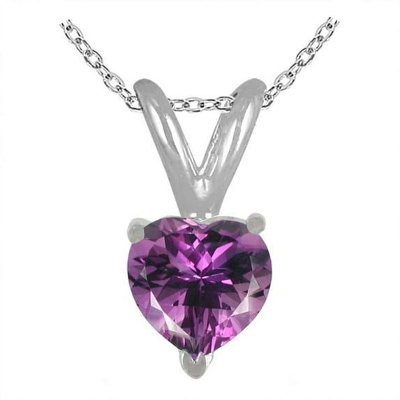 Aonejewelry 0.75Ct Heart Amethyst Pendant in 14k White Gold