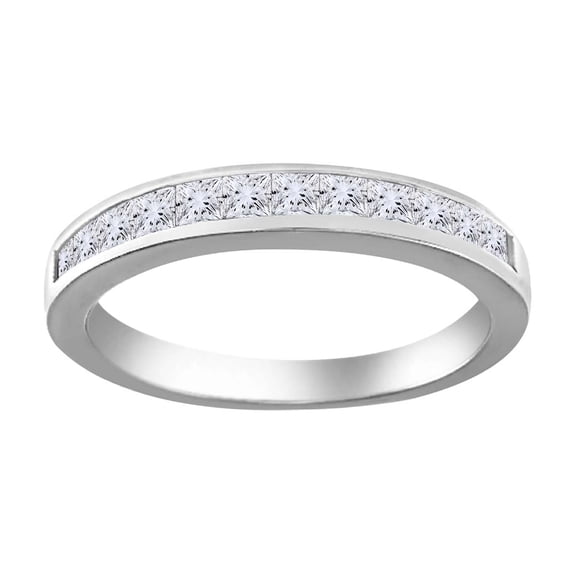 Aonejewelry 0.78 Ctw. Elegant Princess Cut Diamond Wedding Band In 14K White Gold